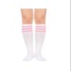 Century Star Knee High Striped Socks for Women - Long Thin Tube Sports Thigh High Socks Tall Stockings 1 Pack White Pink New view 2