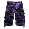Men's Outdoor Camo Cargo Shorts Lightweight Multi Pocket Military Short Loose Fit Hiking Cotton Short Pants (Purple,44) view 1