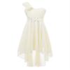 Duoremi Kids Girls One-Shoulder Flower Dress High Low Hem Ball Gown Wedding Evening Dresses Champagne 16 Years view 1