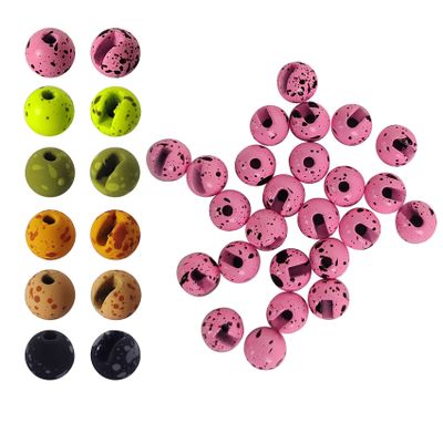 Aventik Mottled Tactical Slotted Tungsten Beads 25pcs Think Fast Think Deep Beads Fly Tying Materials Lure Jig 6 Colors / 5 Sizes for Fly Fishing Fanatic (3.0mm, Pink/Black)