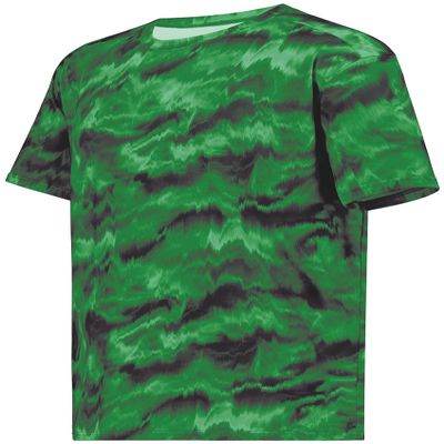 Holloway Boys Youth Stock Cotton-Touch Poly Tee Shirt, Dark Green Shockwave Print, Large US