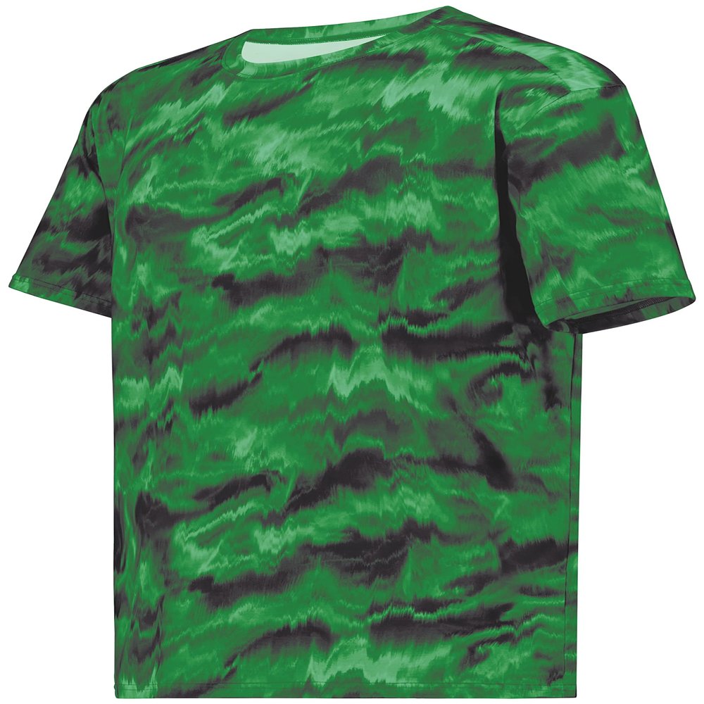 Holloway Boys Youth Stock Cotton-Touch Poly Tee Shirt, Dark Green Shockwave Print, Large US