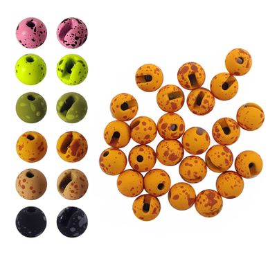 Aventik Mottled Tactical Slotted Tungsten Beads 25pcs Think Fast Think Deep Beads Fly Tying Materials Lure Jig 6 Colors / 5 Sizes for Fly Fishing Fanatic (4.0mm, Pumpkin Pie/Coffee)