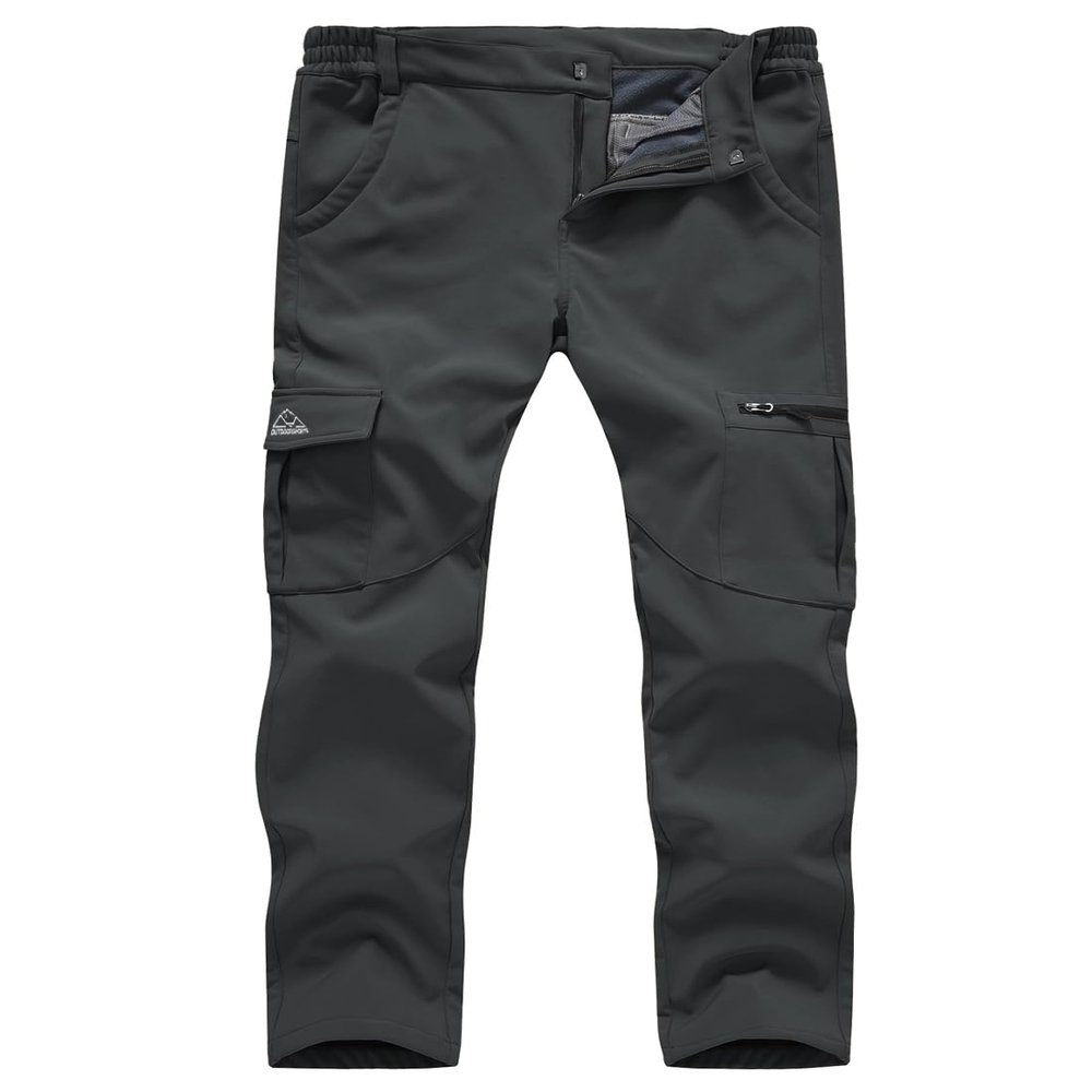 Gopune Women's Snow Ski Waterproof Softshell Snowboard Pants Outdoor Hiking Fleece Lined (Deep Grey,S)