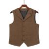 Tuikayoo Men's Tweed Suit Vintage Vest Herringbone Wool Prom Waistcoat Groomsmen(XX-Large, Blue) view 4