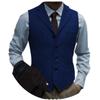 Tuikayoo Men's Tweed Suit Vintage Vest Herringbone Wool Prom Waistcoat Groomsmen(Large, Royal Blue) view 1