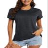 MAGCOMSEN Short Sleeve Shirts for Women Crew Neck T-Shirts Fitness Ultra Breathable Shirts Moisture Wicking Casual Workout T Shirts Black XX-Large view 1