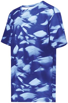 Holloway Boys Youth Stock Cotton-Touch Poly Tee Shirt, Royal Glacier Print, Large US