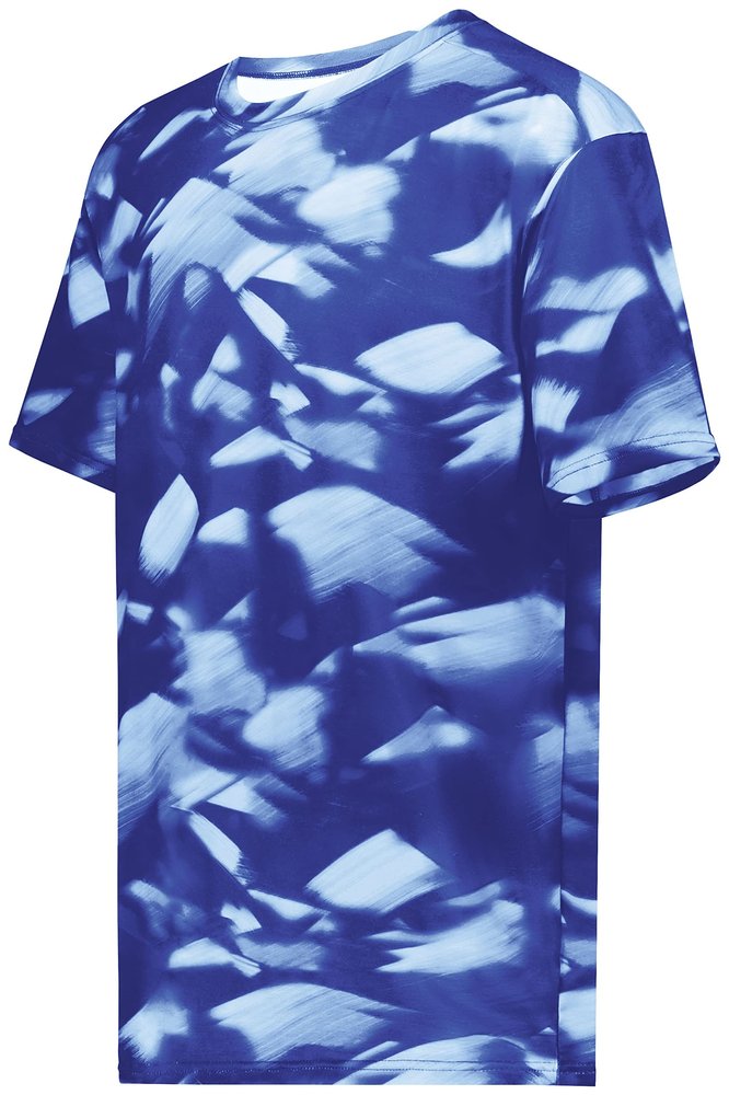Holloway Boys Youth Stock Cotton-Touch Poly Tee Shirt, Royal Glacier Print, Large US