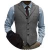 Tuikayoo Men's Tweed Suit Vintage Vest Herringbone Wool Prom Waistcoat Groomsmen(Small, Grey) view 1
