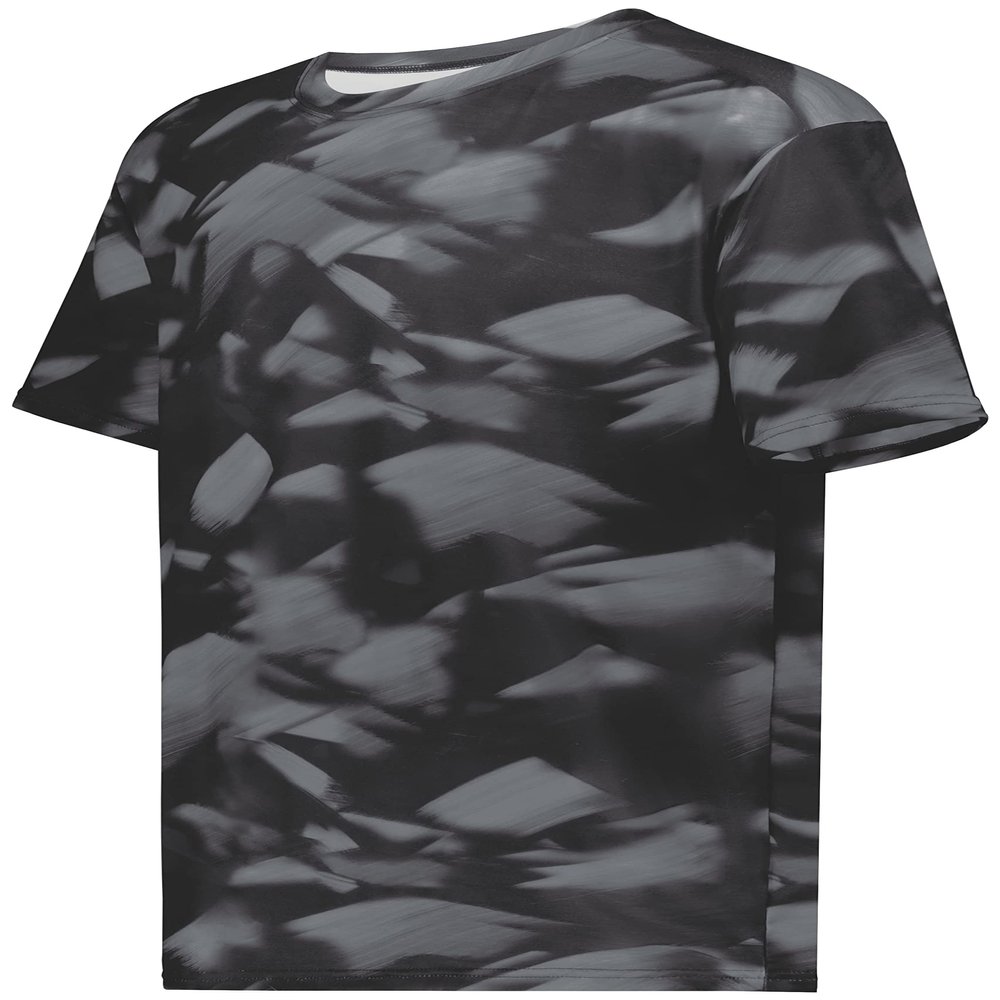 Holloway-Youth Stock Cotton-Touch Poly Tee, Black Glacier Print, X-Large