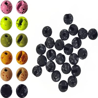 Aventik Mottled Tactical Slotted Tungsten Beads 25pcs Think Fast Think Deep Beads Fly Tying Materials Lure Jig 6 Colors / 5 Sizes for Fly Fishing Fanatic (2.5mm, Midnight Black/White)