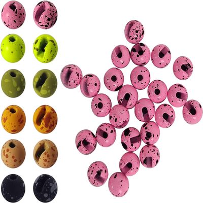 Aventik Mottled Tactical Slotted Tungsten Beads 25pcs Think Fast Think Deep Beads Fly Tying Materials Lure Jig 6 Colors / 5 Sizes for Fly Fishing Fanatic (4.0mm, Pink/Black)