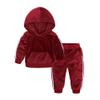 MYGBCPJS Boys Girls 2 Pcs Velvet Sweat Suit Outfits Toddler Kids Long Sleeve Pullover Hoodie + Elastic Waist Sweatpants Set view 1