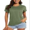 MAGCOMSEN Workout Shirts for Women Shorts Sleeves Lightweight Running Dry Fit Shirts Moisture Wicking Summer T Shirts Army Green Medium view 1
