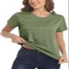 MAGCOMSEN Workout Shirts for Women Shorts Sleeves Lightweight Running Dry Fit Shirts Moisture Wicking Summer T Shirts Army Green Medium view 2