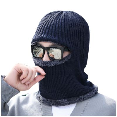 Bib Hat Snow Slouchy Hat Fleece Thick Scarf Warm Winter Lining Knit Hats E Cold Mens Clothing