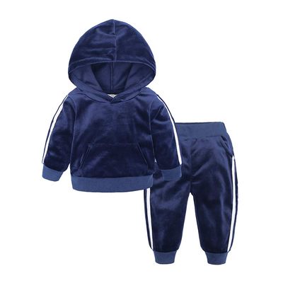 MYGBCPJS Boys Girls 2 Pcs Velvet Sweat Suit Outfits Toddler Kids Long Sleeve Pullover Hoodie + Elastic Waist Sweatpants Set