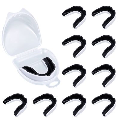 10 Pcs Sport Mouth Guards Gum Teeth Armor Game Guard for Boxing Basketball Football Hockey Karate Basketball Rugby Match (Black White Combined)