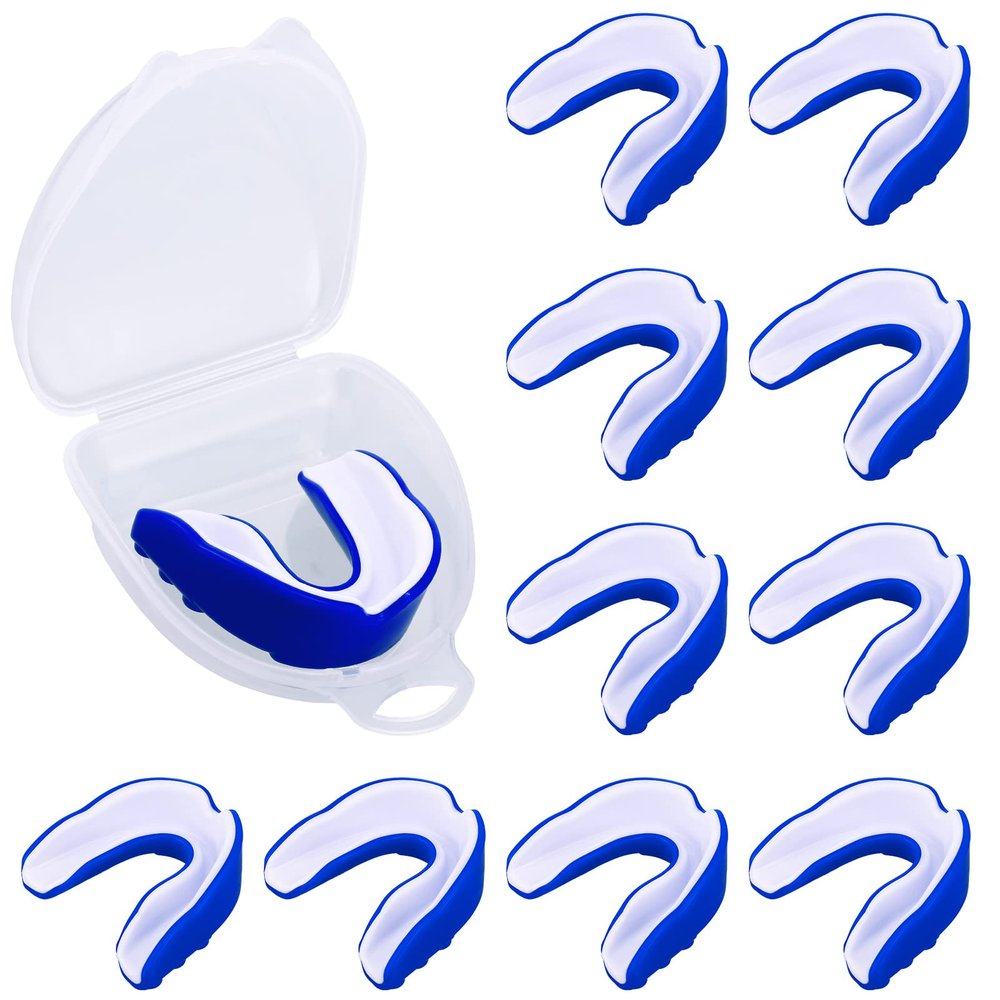 10 Pcs Sport Mouth Guards Gum Teeth Armor Game Guard for Boxing Basketball Football Hockey Karate Basketball Rugby Match (Blue,White)