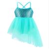 FEESHOW Kids Girls Ballet Dance Leotard Lyrical Dresses Ballerina Shiny Sequin Camisole Tutu Irregular Hem Skirts Mint Green 4 Years view 1