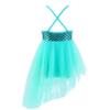 FEESHOW Kids Girls Ballet Dance Leotard Lyrical Dresses Ballerina Shiny Sequin Camisole Tutu Irregular Hem Skirts Mint Green 4 Years view 2