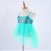 FEESHOW Kids Girls Ballet Dance Leotard Lyrical Dresses Ballerina Shiny Sequin Camisole Tutu Irregular Hem Skirts Mint Green 4 Years view 3