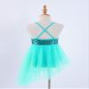 FEESHOW Kids Girls Ballet Dance Leotard Lyrical Dresses Ballerina Shiny Sequin Camisole Tutu Irregular Hem Skirts Mint Green 4 Years view 4