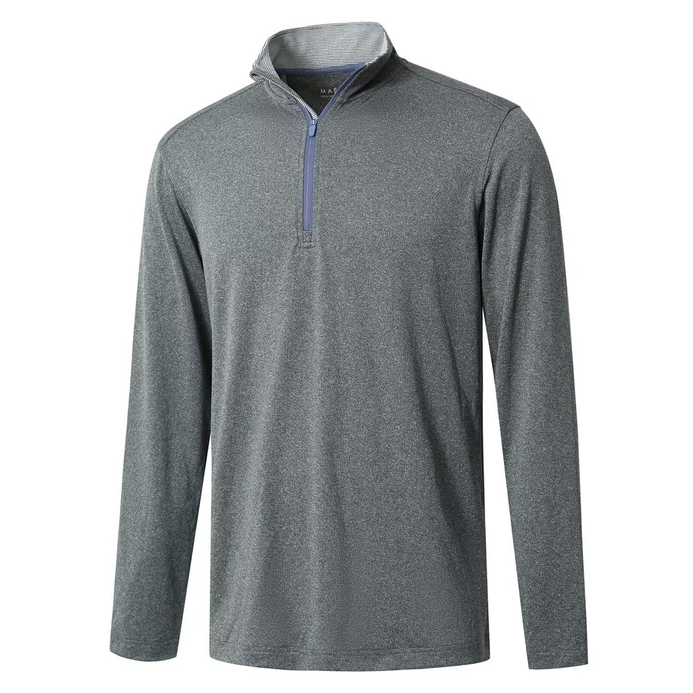 M MAELREG Mens Pullover Quarter Zip Golf Sport Casual Long Sleeve Mens Golf Half Zip Pullover Sweatshirts for Men Grey Melange
