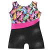 Black Gymnastics Leotards for Girls 4t 5t Toddler Kid Sleeveless Dance Outfit Sparkle Rainbow Feather Pattern Sleeveless Biketards Black (Colorful Feather, 4-5T) view 1