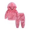 MYGBCPJS Boys Girls 2 Pcs Velvet Sweat Suit Outfits Toddler Kids Long Sleeve Pullover Hoodie + Elastic Waist Sweatpants Set view 1