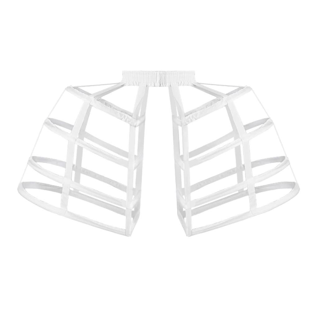 ARTYME Women Victorian Bustle Cages Hoop Skirt Cage Skirt Pannier Petticoat for Women (White, 3 Hoop)