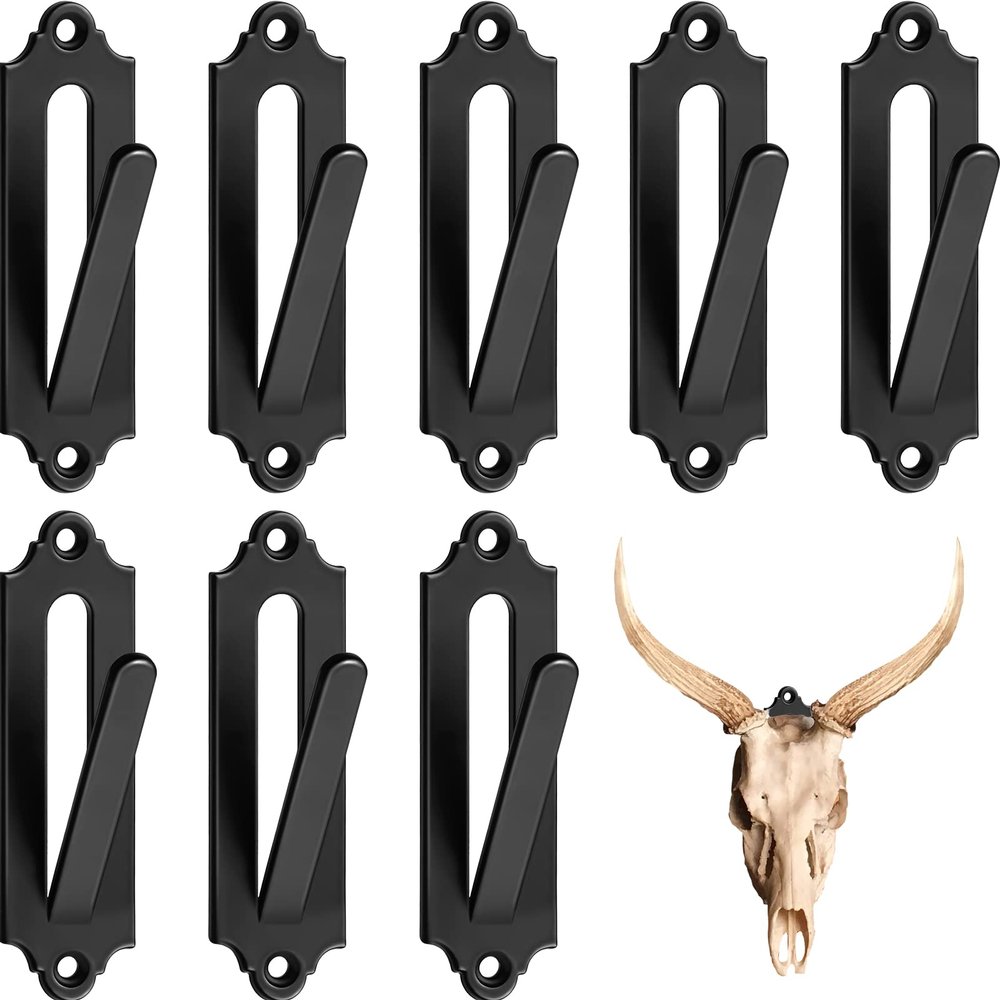 Dunzy 12 Pack European Style Mount Skull Hanger Deer Skull Hangers Euro Wall Mount Bracket Hook Complete with Simple Easy Installation Kits for Indoor Outdoor Small Game Animals Mule (Black)