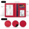 2 Pack Passport Holder For Women Kids, RFID Blocking Passport Wallet Red&Light purple view 3