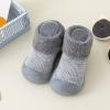 Toddler Sock Shoes Baby Boy Girl Slippers Socks Infant First-alker Shoes Rubber Sole Non-kid Fleece Warm Shoes (Grey, 6-12Months) view 2