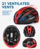 FUNWICT Adult Bike Helmet with Visor and Goggles for Men Women Mountain Road Bicycle Helmet Rechargeable Rear Light Cycling Helmet (M: 54-58 cm (21.3-22.8 inches), MixBlack) view 4