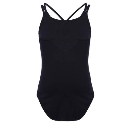 Daenrui Kids Girls Spaghetti Straps Cross Back Ballet Leotard Gymnastics Bodysuit Athletic Dance Costume Black 3-4 Years