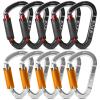 FVW 10 Pack Auto Locking Climbing Carabiner, 25KN UIAA Certified Heavy Duty Caribeaners for Rappelling Swing Rescue & Gym etc, Large D-Shaped Carabiners, (Black*5, Silver*5) view 1