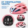 FUNWICT Adult Bike Helmet with Visor and Goggles for Men Women Mountain Road Bicycle Helmet Rechargeable Rear Light Cycling Helmet (M: 54-58 cm (21.3-22.8 inches), MixPink) view 4