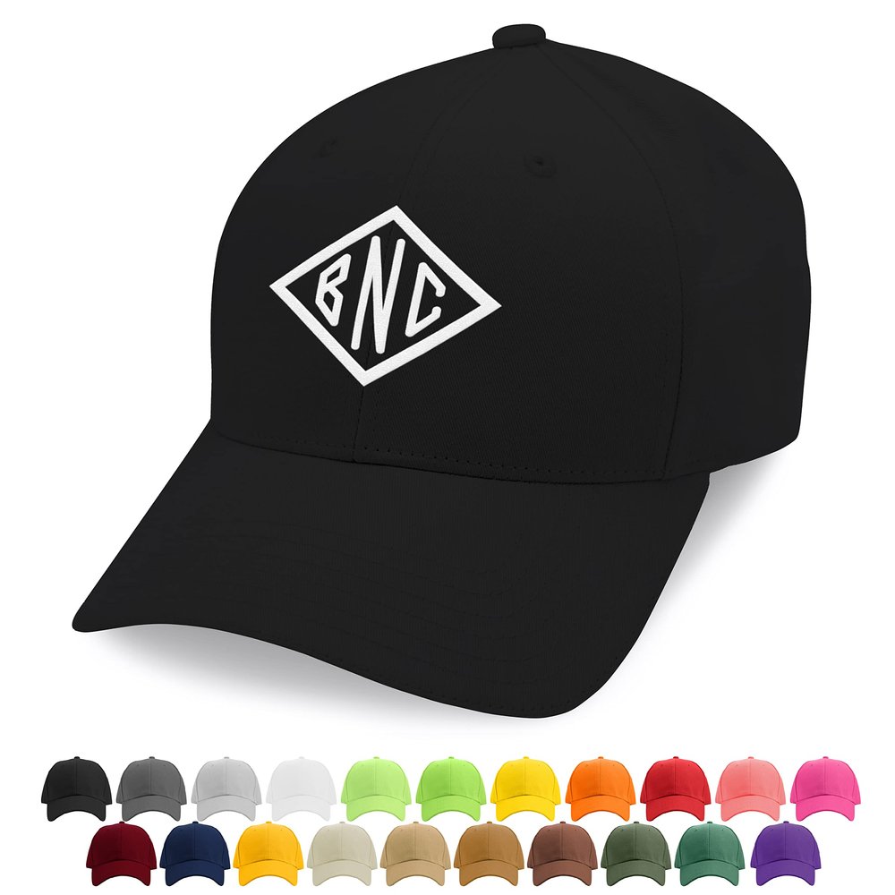 Custom Embroidered Monogram Baseball Cap for Men, Women - 6 Designs, 24 Cap Colors, 18 Thread Colors - Monogrammed Gifts - Summer Gifts - Birthday Gifts for Dad - Fishing Hat - Black