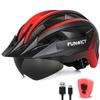 FUNWICT Adult Bike Helmet with Visor and Goggles for Men Women Mountain Road Bicycle Helmet Rechargeable Rear Light Cycling Helmet (XL: 59-63 cm (23.2-24.8 inches), MixBlack) view 1