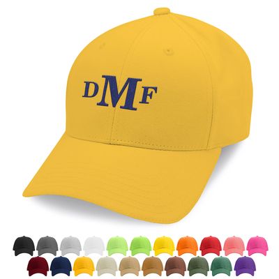 Custom Embroidered Monogram Baseball Cap for Men, Women - 6 Designs, 24 Cap Colors, 18 Thread Colors - Monogrammed Gifts - Summer Gifts - Birthday Gifts for Dad - Fishing Hat - Gold