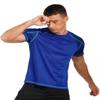 Fldy Men's Athletic Short Sleeves T-Shirt Quick Dry Performance Tee Shirt Gym Yoga Workout Tops UPF 50+ Rash Guard Shirt Royal,blue Large