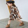 AGQT Toddler Girls Christmas Plaid Dress Buffalo Check Shirt Brown Yellow Square Chequered Casual Long Sleeve A-Line Dresses with Belt Holiday Flannel Outfit Size 4-5 Years view 3
