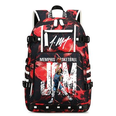 Ansigeren No. 12 Basketball Player JA Creative Backpacks Sports Fan Bookbag Travel Student Backpack with USB Charging Port (d)