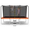 GYMAX Trampoline for Kids, ASTM Approved 14FT Rectangular Trampolines with Enclosure Net & Non-Slip Ladder, Heavy Duty Recreational Rebounder, Outdoor Backyard Trampoline for Adults (Orange) view 1