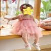 AGQT Baby Girls Tulle Tutu Dress Toddlers Tulle Layered Lace Dresses Sleeveless Princess Party Dress Summer Ruffles Sundress with Flower Headband Pink Size 3-4T view 2