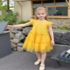 AGQT Toddler Girls Ruffle Dress Loose Fit Babydoll Dress Summer Babydoll Birthday Chiffon Dress Easter Dresses Yellow Size 3-4T view 2