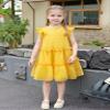 AGQT Toddler Girls Ruffle Dress Loose Fit Babydoll Dress Summer Babydoll Birthday Chiffon Dress Easter Dresses Yellow Size 3-4T view 3