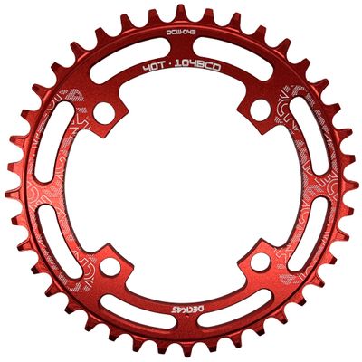 DECKAS Round Chainring 104BCD 40T 42T 44T 46T 48T 50T 52T Narrow Wide Chainring for 7 8 9 10 11 12 Speed Chains (Round Red, 42T)